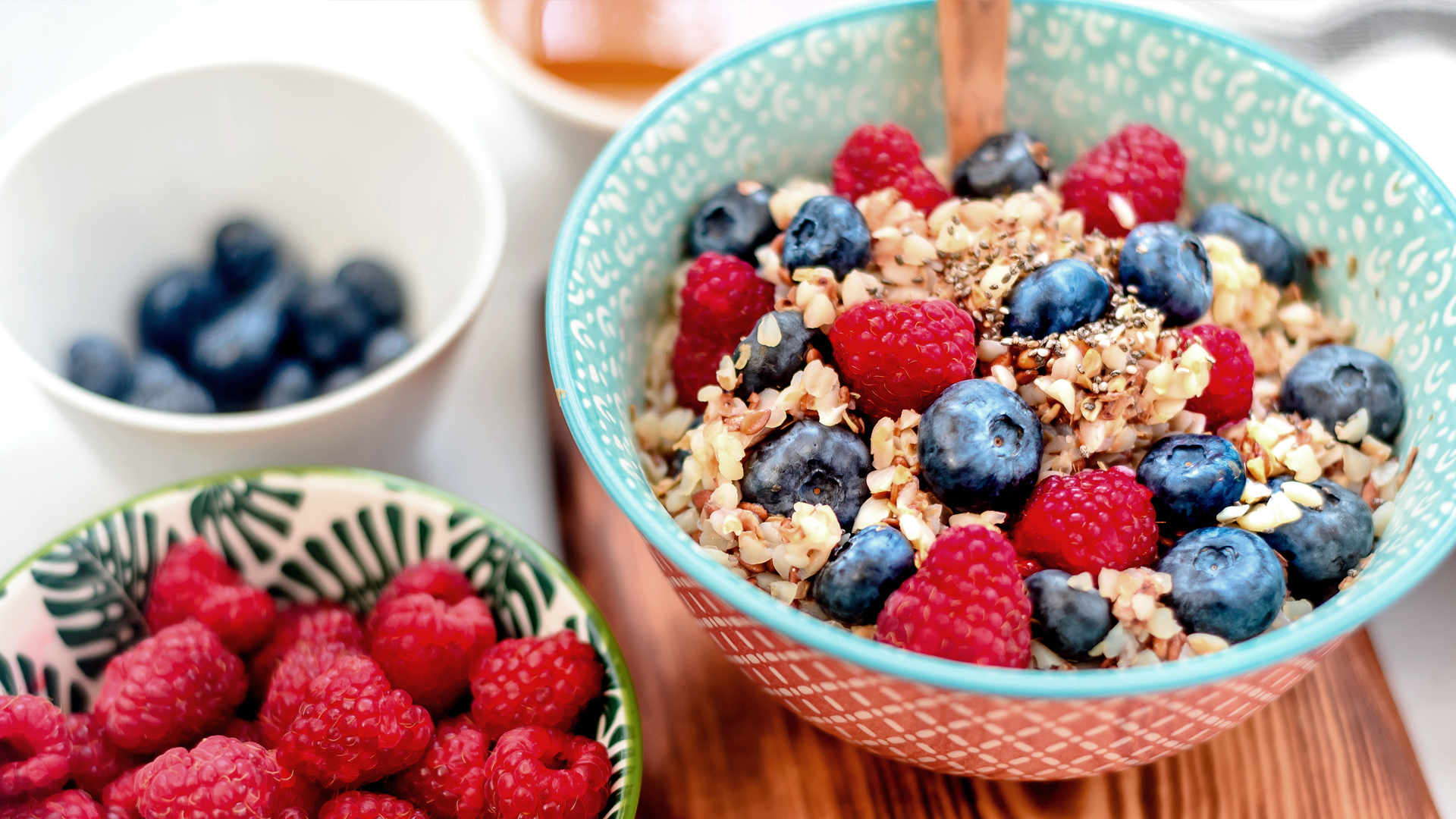 An antioxidant-rich, gluten-free breakfast: buckwheat porridge with fresh berries