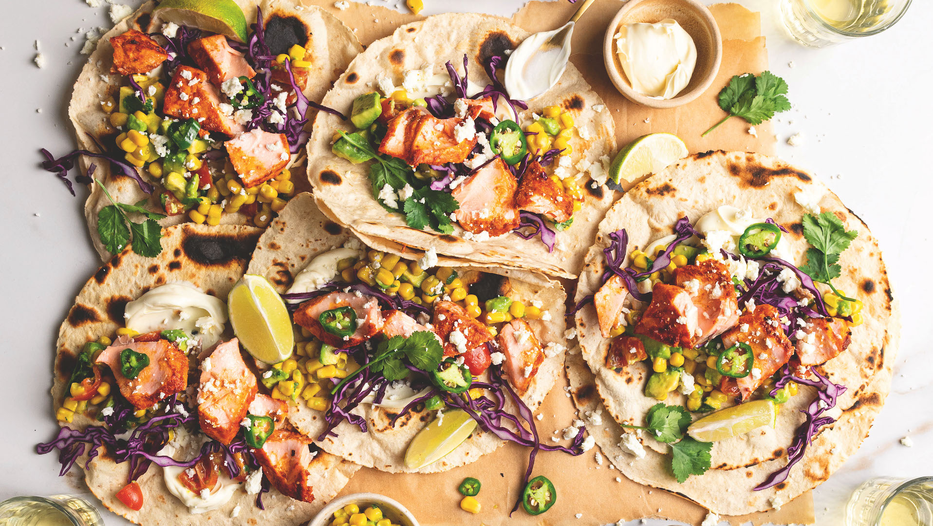 Vibrant flavours: Cajun salmon tacos made with BFree gluten-free wholegrain wraps